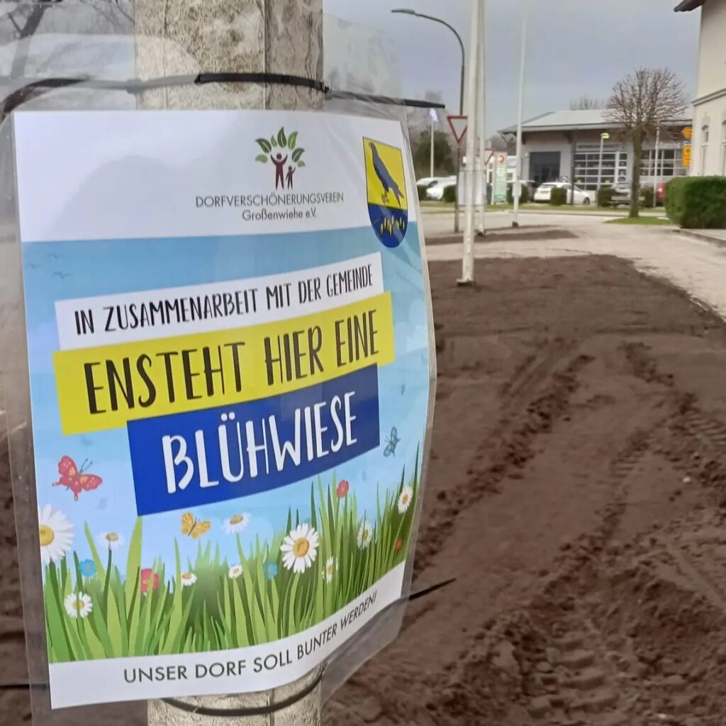 Neuer Mutterboden mit Sponsorenschild
